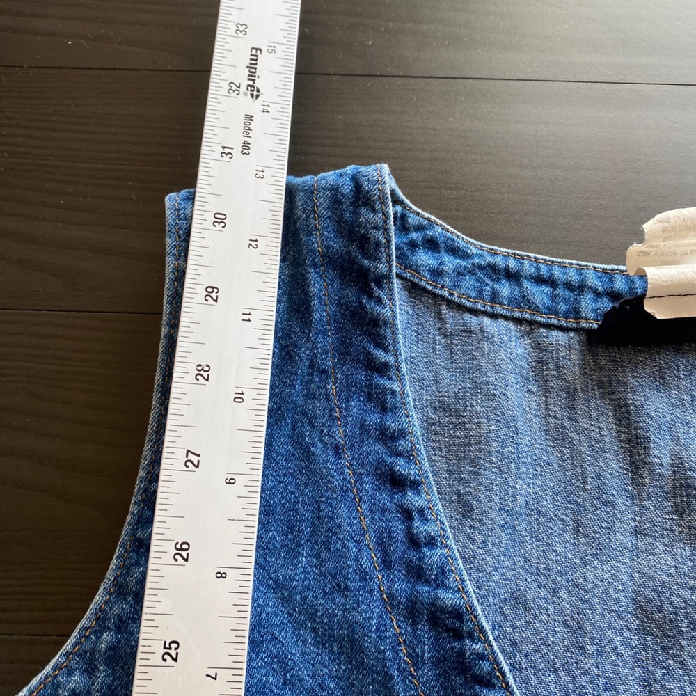 Faded Glory Vintage Denim Jumper Dress Large Blue Cotton Button Front 90s y2k - Picture 9 of 9